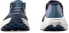 Vorder- und Rückansicht von blauen Laufschuhen mit weißer Sohle.