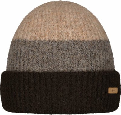 Warme Strickmütze mit drei Farbstreifen und Logo. Warme Strickmütze mit drei Farbstreifen und Logo.