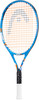 Blauer Head Tennisschläger mit orangefarbenem Saitenmuster und schwarzem Logo.