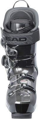 HEAD Skischuh mit schwarzer glänzender Oberfläche und verstellbaren Schnallen. HEAD Skischuh mit schwarzer glänzender Oberfläche und verstellbaren Schnallen.