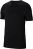 Schwarzes T-Shirt mit kurzen Ärmeln und Rundhalsausschnitt, von vorne gezeigt.