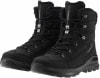 Schwarze Winterstiefel mit Fell und Schnürung, Marke LOWA.