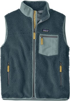 Patagonia Fleeceweste mit Kragen, Reißverschluss und Taschen in Dunkelblau.