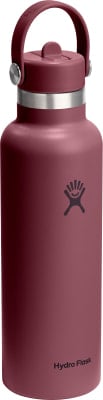 Eine weinrote Hydro Flask Flasche mit Henkel und Logo. Eine weinrote Hydro Flask Flasche mit Henkel und Logo.
