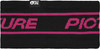 Schwarzer Nackenschutz mit pinkem Picture-Logo und Streifen.