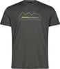 Dunkelgraues T-Shirt mit grafischem Bergaufdruck und CMP-Logo.