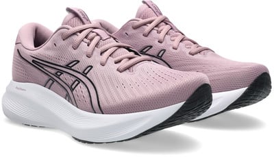 Női ASICS futócipő rózsaszín színben, fehér talppal.