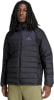 Herren-Daunenjacke von Adidas in Schwarz mit Logo auf der Brust und Kapuze.