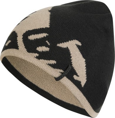 Schwarze Strickmütze mit beigem Muster und McKinley-Logo. Schwarze Strickmütze mit beigem Muster und McKinley-Logo.