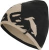 Schwarze Strickmütze mit beigem Muster und McKinley-Logo.