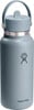 Blaue Hydro Flask Thermoskanne mit Strohdeckel und Henkel.