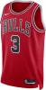 Rotes Chicago Bulls Basketballtrikot mit der Nummer 3 und dem Nike-Logo.