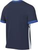 Dunkelblaues kurzärmeliges T-Shirt mit blauem Saum.