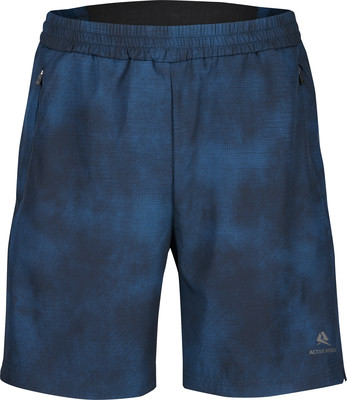 Herren-Shorts in Dunkelblau mit meliertem Muster und Logo.