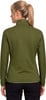 Grüne Damenjacke mit langen Ärmeln, Rückansicht mit Pferdeschwanz.