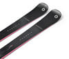 Zwei schwarze Skier mit rosa Streifen und Blizzard-Logo sowie der Aufschrift Phoenix.