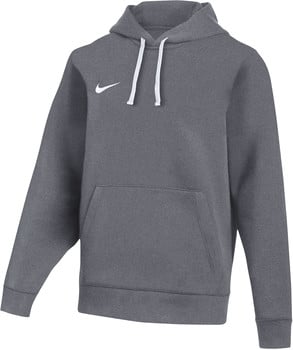 Grauer Kapuzenpullover mit weißer Kordel und Nike-Logo.