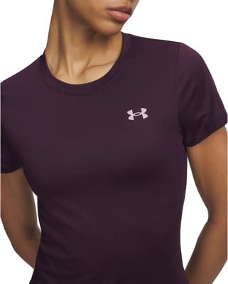 Damen-T-Shirt in Lila mit kurzen Ärmeln und Under Armour-Logo. Damen-T-Shirt in Lila mit kurzen Ärmeln und Under Armour-Logo.