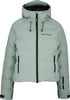 Hellgrüne Daunenjacke mit Kapuze und Active Rebel Logo.