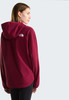 Damen-Fleecejacke in Weinrot mit Kapuze und The North Face Logo auf dem Rücken.