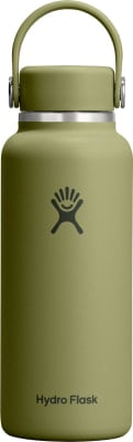 Grüne Hydro Flask Flasche mit Griff und Logo. Grüne Hydro Flask Flasche mit Griff und Logo.