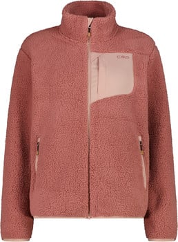 Rosa Fleecejacke mit Stehkragen und Tasche mit CMP-Logo.