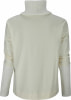 Cremefarbener Rollkragenpullover mit langen Ärmeln und Rippbündchen.