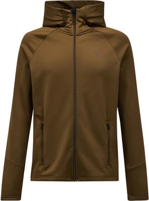 Braune Herren-Kapuzenjacke mit durchgehendem Reißverschluss und Markenlogo. Braune Herren-Kapuzenjacke mit durchgehendem Reißverschluss und Markenlogo.