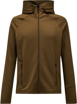 Braune Herren-Kapuzenjacke mit durchgehendem Reißverschluss und Markenlogo.