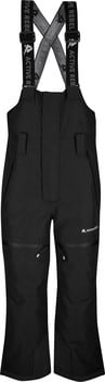 Schwarze Skihose für Kinder mit Latz und verstellbaren Trägern.
