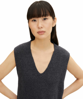 Tom Tailor TOM TAILOR Knit Sleeveless női pulóver V-nyakú