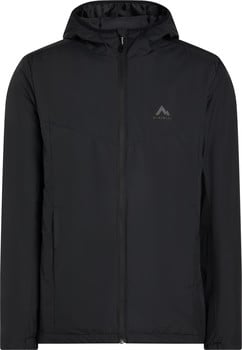 Schwarze McKinley Herrenjacke mit Kapuze und Logo auf der Brust.