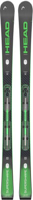 HEAD Supershape Skier mit schwarzem und grünem Design und HEAD-Logo. HEAD Supershape Skier mit schwarzem und grünem Design und HEAD-Logo.