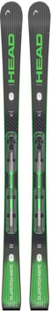 HEAD Supershape Skier mit schwarzem und grünem Design und HEAD-Logo.