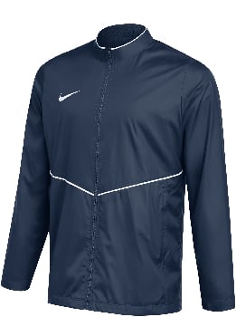 Dunkelblaue Nike-Jacke mit weißem Besatz und Logo.