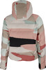 Rückansicht einer Damenjacke mit buntem Camouflage-Muster.