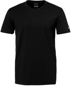 Schwarzes T-Shirt mit kurzen Ärmeln und Kempa-Logo am Ärmel.