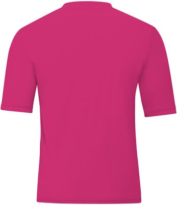 Ein rosa kurzärmeliges T-Shirt von hinten gezeigt. Ein rosa kurzärmeliges T-Shirt von hinten gezeigt.