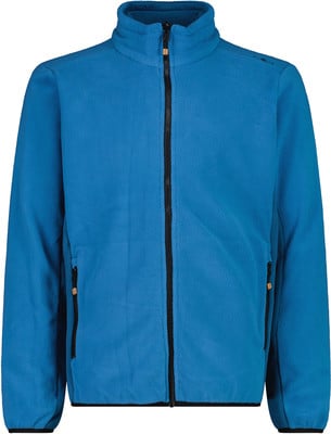 Blaue Fleecejacke mit durchgehendem Reißverschluss und Stehkragen. Blaue Fleecejacke mit durchgehendem Reißverschluss und Stehkragen.