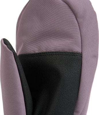 Detail eines Handschuhs mit lila Hülle und schwarzer Texturfläche. Detail eines Handschuhs mit lila Hülle und schwarzer Texturfläche.