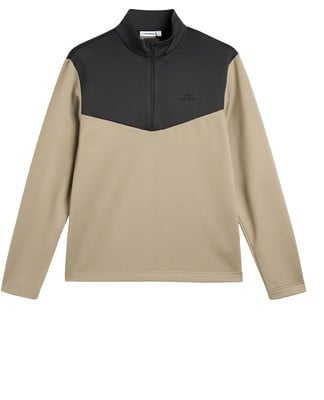 Beige Pullover mit schwarzem Oberteil und J.Lindeberg Logo.