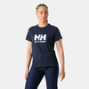 Női sötétkék póló fehér Helly Hansen logóval.