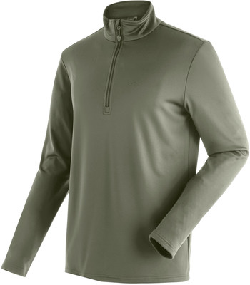 Herren dunkelgrünes Langarmshirt mit kurzem Reißverschluss am Kragen. Herren dunkelgrünes Langarmshirt mit kurzem Reißverschluss am Kragen.