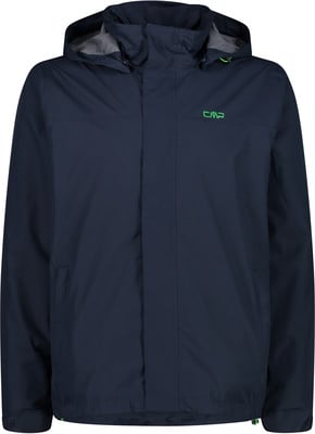 Marineblaue Jacke mit Kapuze und grünem CMP-Logo. Marineblaue Jacke mit Kapuze und grünem CMP-Logo.