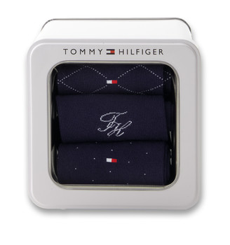 Tommy Hilfiger sötétkék zoknik díszdobozban.