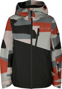 Active Rebel Jacke mit buntem Tarnmuster und schwarzer Vorderseite.