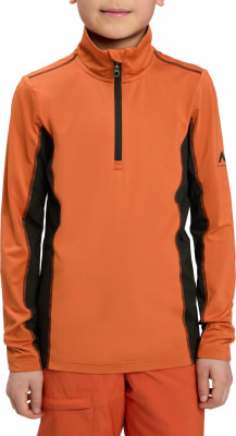 Orange Jacke für Jungen mit Reißverschluss am Kragen und schwarzen Seitenpaneelen. Orange Jacke für Jungen mit Reißverschluss am Kragen und schwarzen Seitenpaneelen.