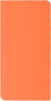 Orangener Stoff mit feiner Textur und gezacktem Rand.