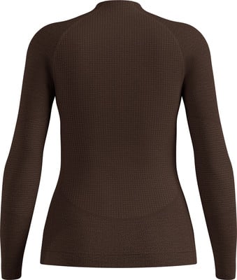 Brauner Pullover mit langen Ärmeln und Waffelstruktur.