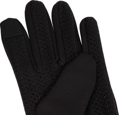 Schwarze Handschuhe mit rutschfester Oberfläche an den Fingern. Schwarze Handschuhe mit rutschfester Oberfläche an den Fingern.